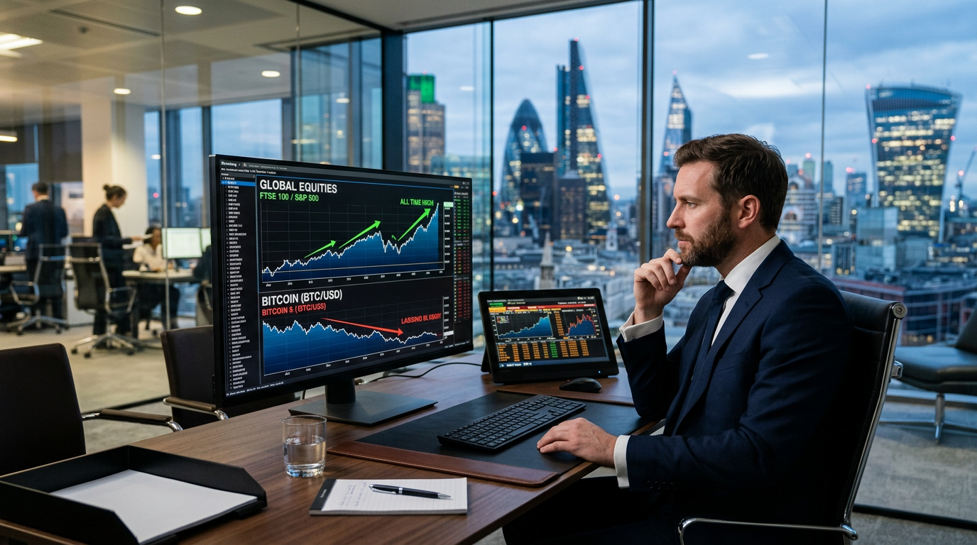 Bitcoin Lags as Global Equities Hit Record Highs