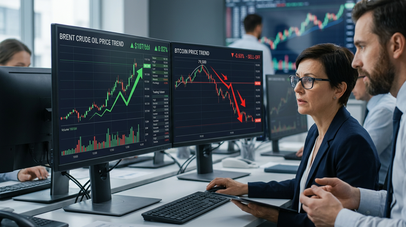 Oil Surge Prompts Bitcoin Reversal from $79.5K, Crypto Down