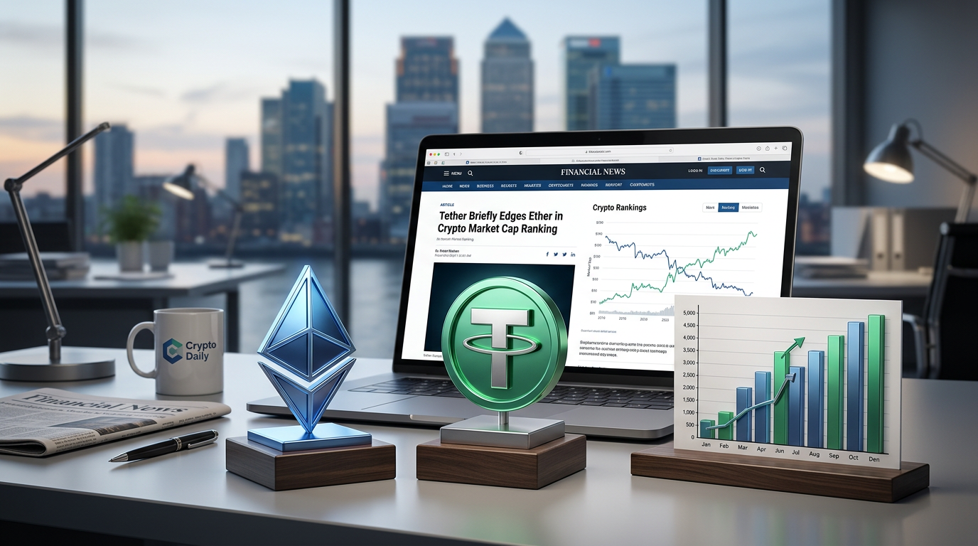 Tether Briefly Edges Ether in Crypto Market Cap Ranking