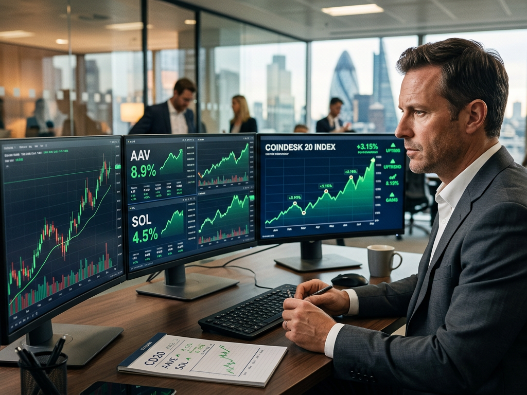 AAVE and Solana Drive CoinDesk 20 Index Higher
