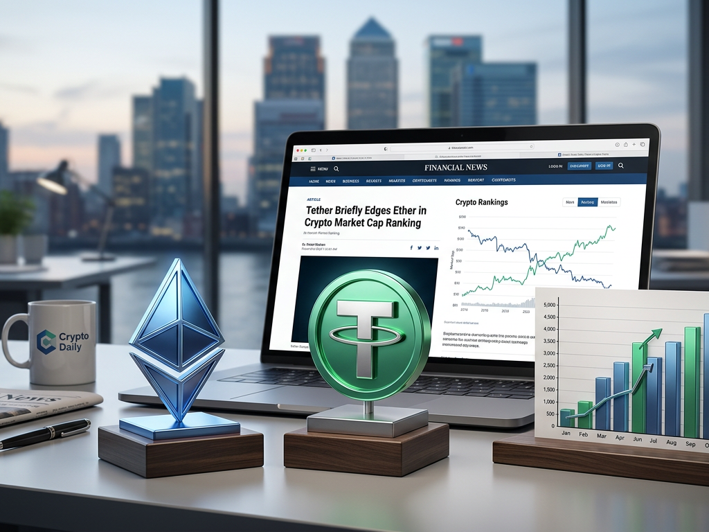 Tether Briefly Edges Ether in Crypto Market Cap Ranking